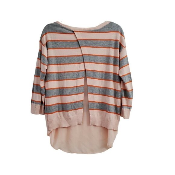 Market & Spruce Sweater Womens Small Striped Split Back Multicolor Soft Crew Top - Picture 8 of 11